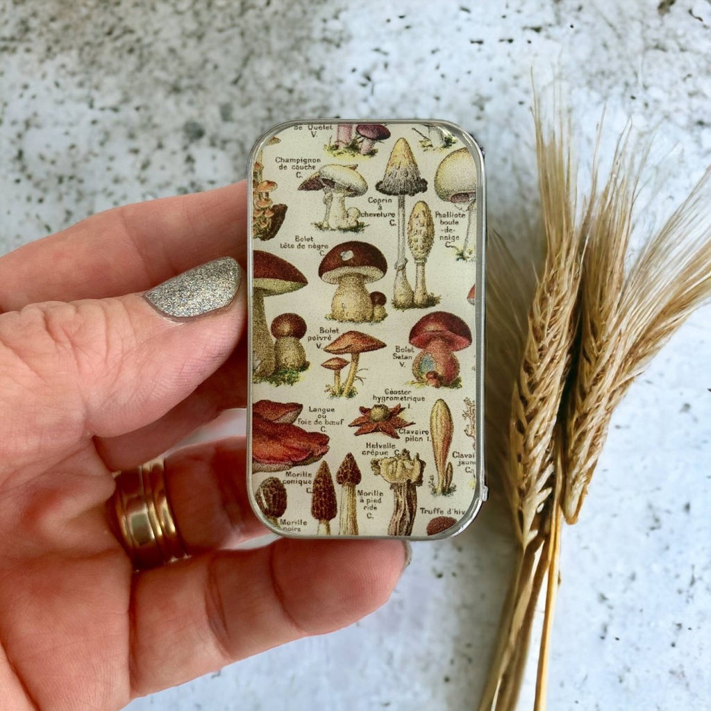 Large Mushroom Notions Tin by Firefly Notes at Wabi Sabi