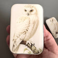 Large Snowy Owl Notions Tin by Firefly Notes at Wabi Sabi