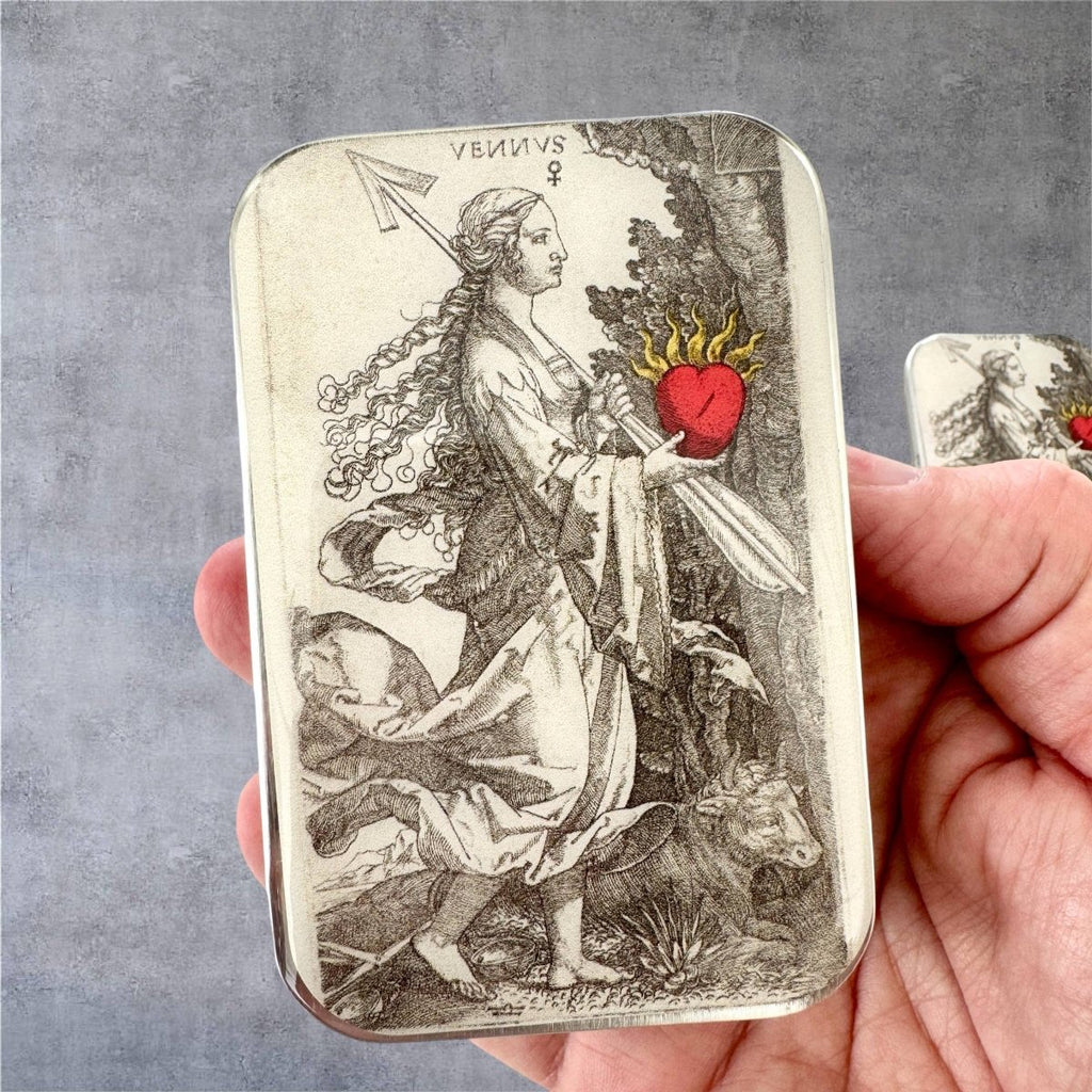 Large Venus & the Flaming Heart Notions Tin by Firefly Notes at Wabi Sabi
