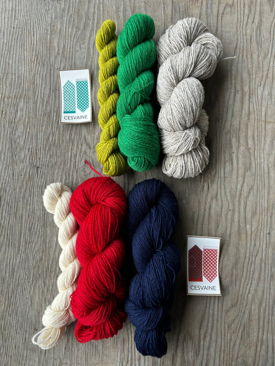 Cesvain - Red / Blue / White latvian / estonian mitten kits by aleks byrd at Wabi Sabi