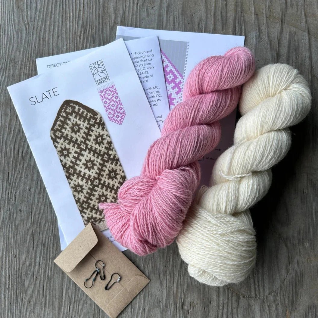 Cesvain - Green / Beige / Green latvian / estonian mitten kits by aleks byrd at Wabi Sabi