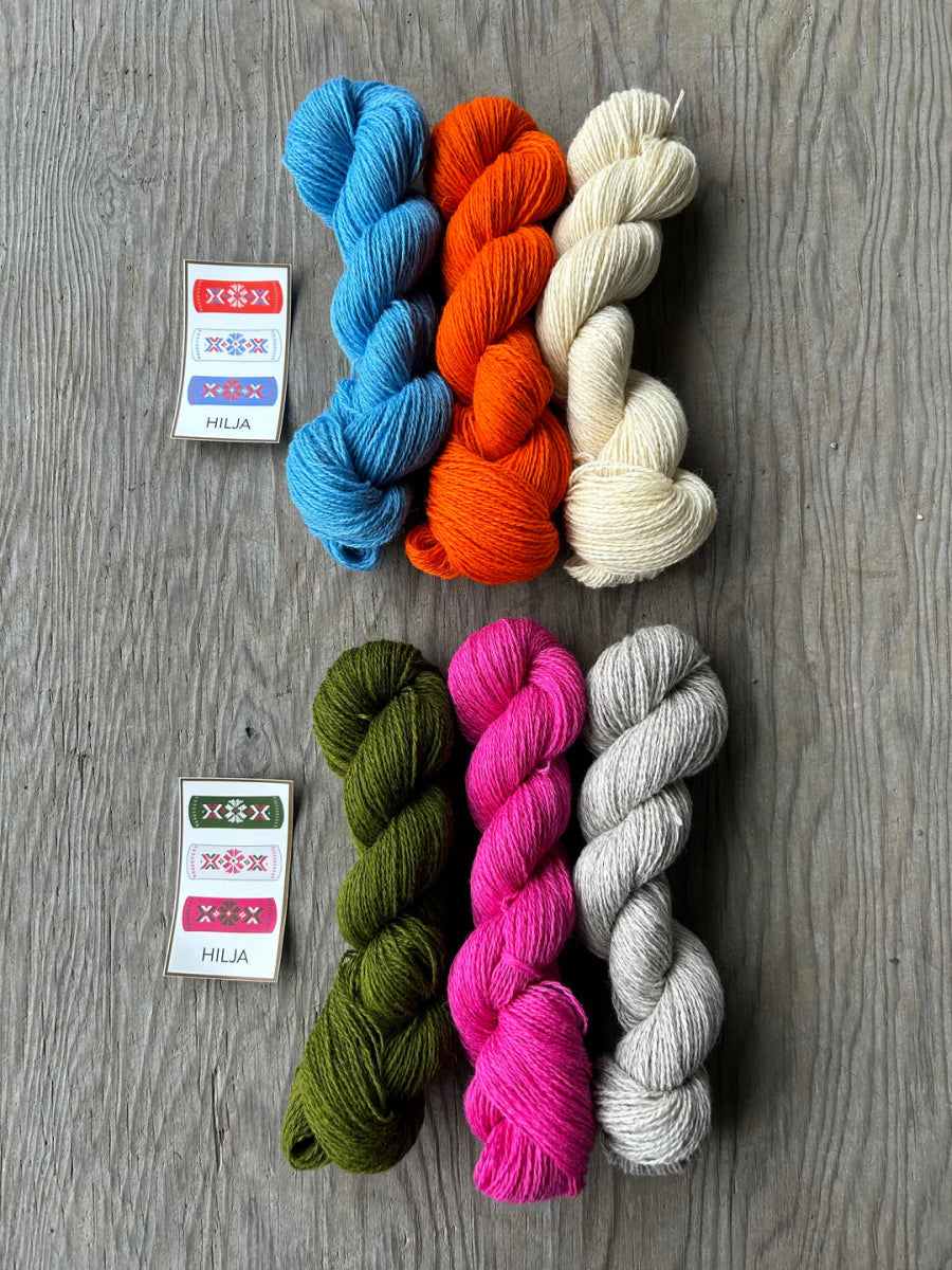 Hilja - Grey / Green / Pink latvian / estonian mitten kits by aleks byrd at Wabi Sabi