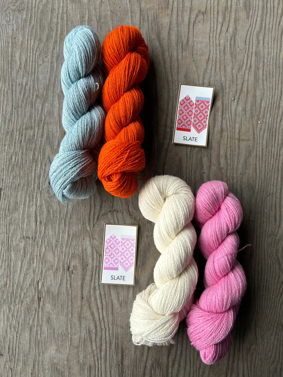 Slate - Blue / Orange latvian / estonian mitten kits by aleks byrd at Wabi Sabi