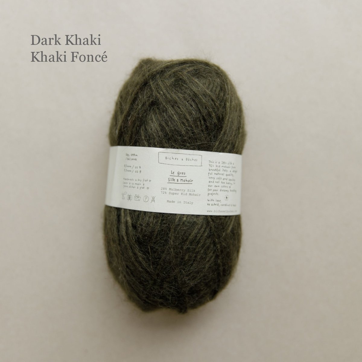 le gros silk & mohair - dark khaki at Wabi Sabi