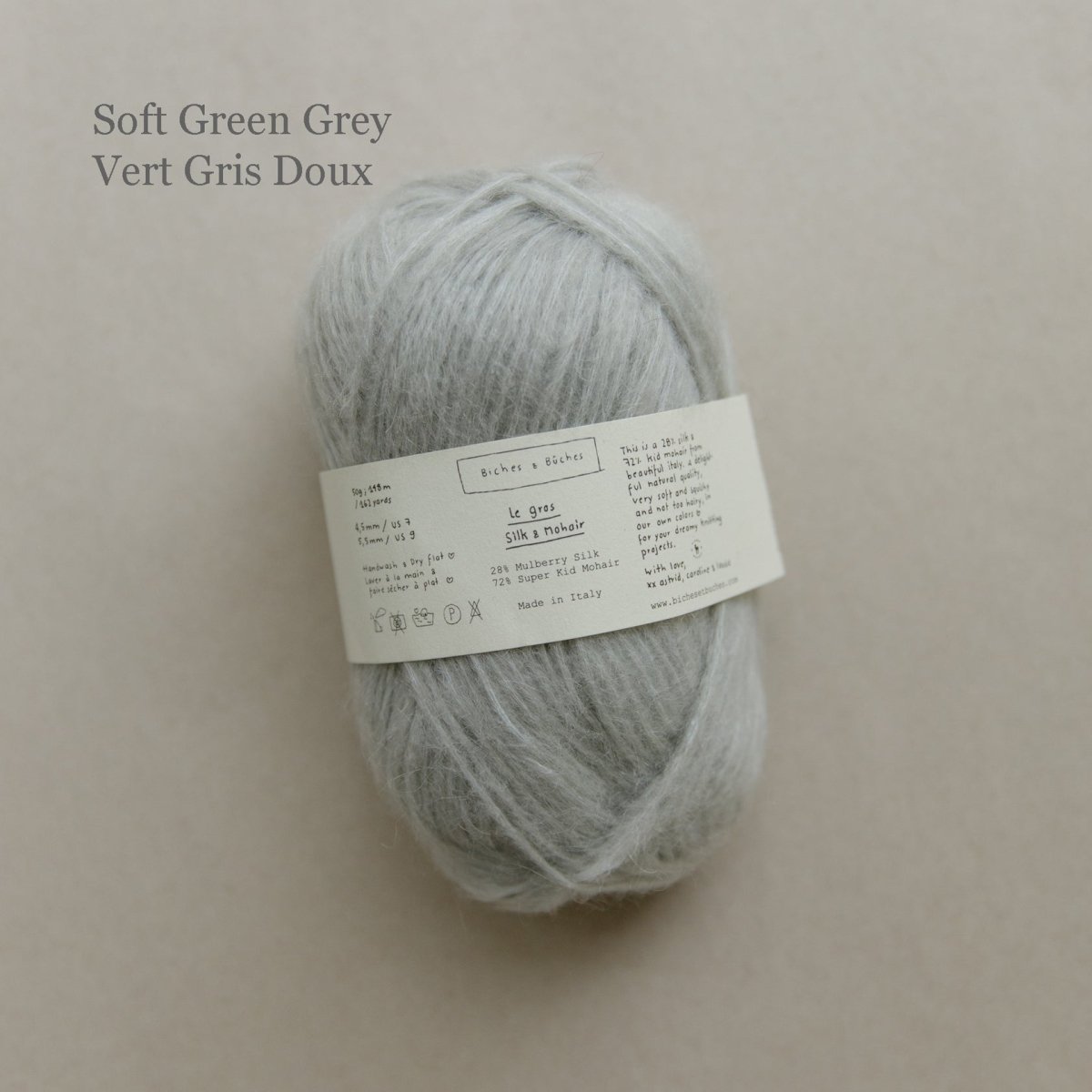 le gros silk & mohair - soft green grey at Wabi Sabi