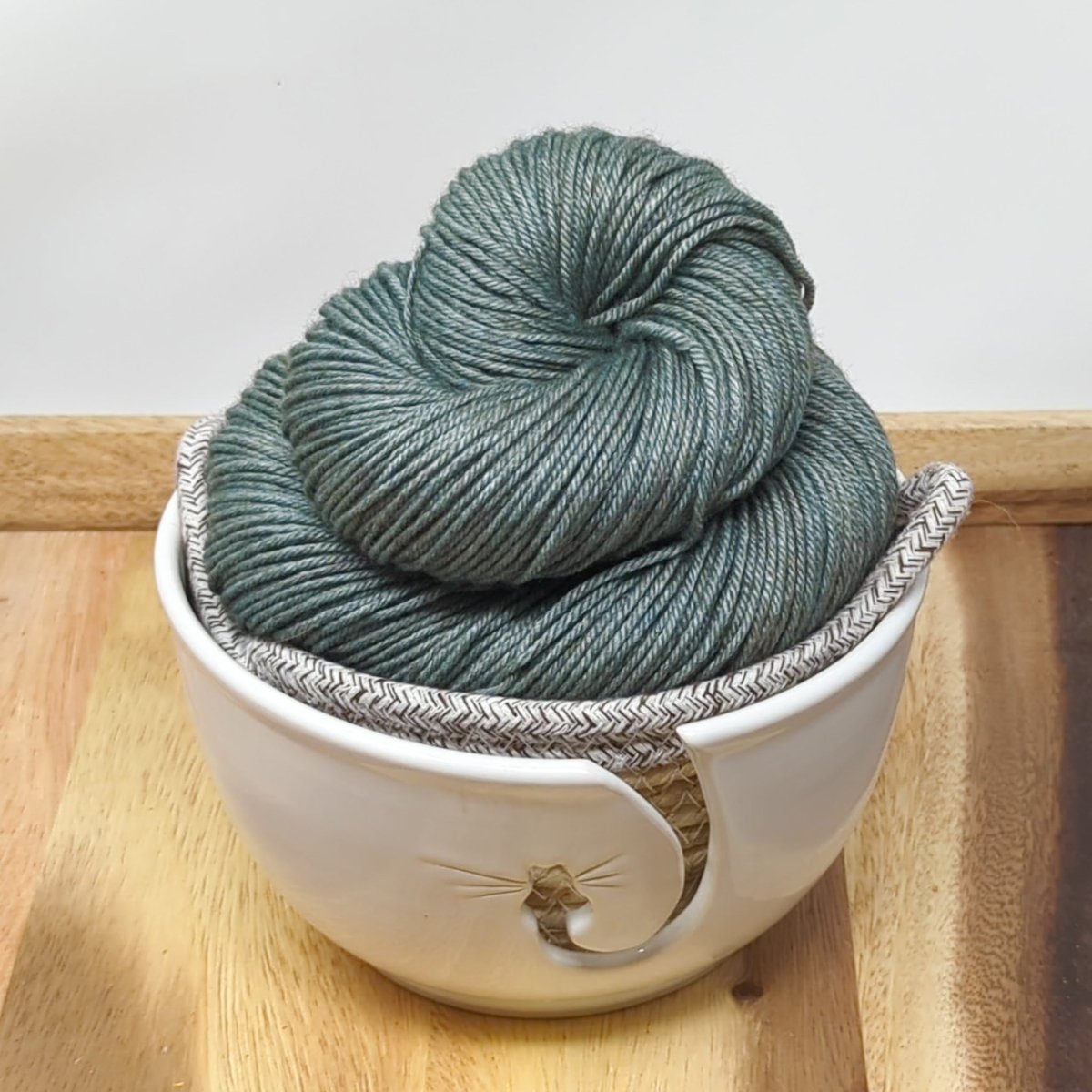 light teal silk yak fingering by alley cat yarns at Wabi Sabi