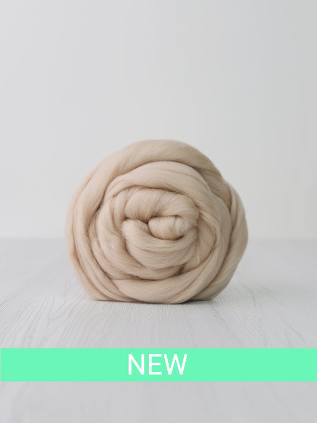 marzipan merino roving: solid colours by gram by dyeing house gallery at Wabi Sabi