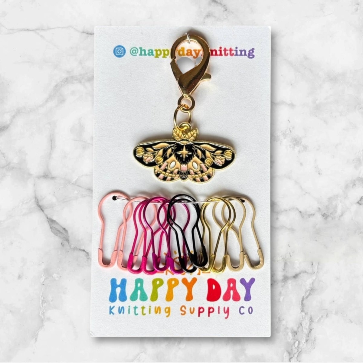 moth stitch marker set by happy day at Wabi Sabi