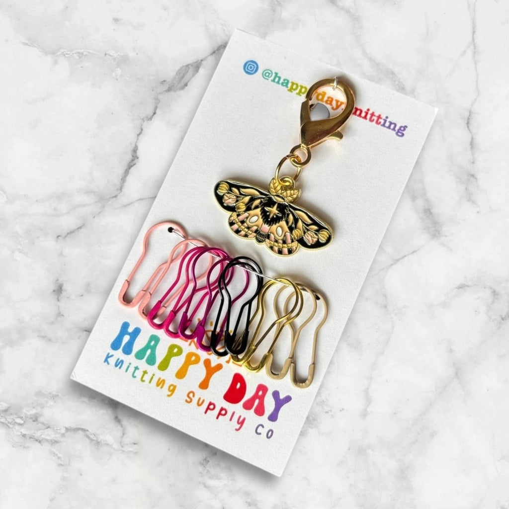 moth stitch marker set by happy day at Wabi Sabi