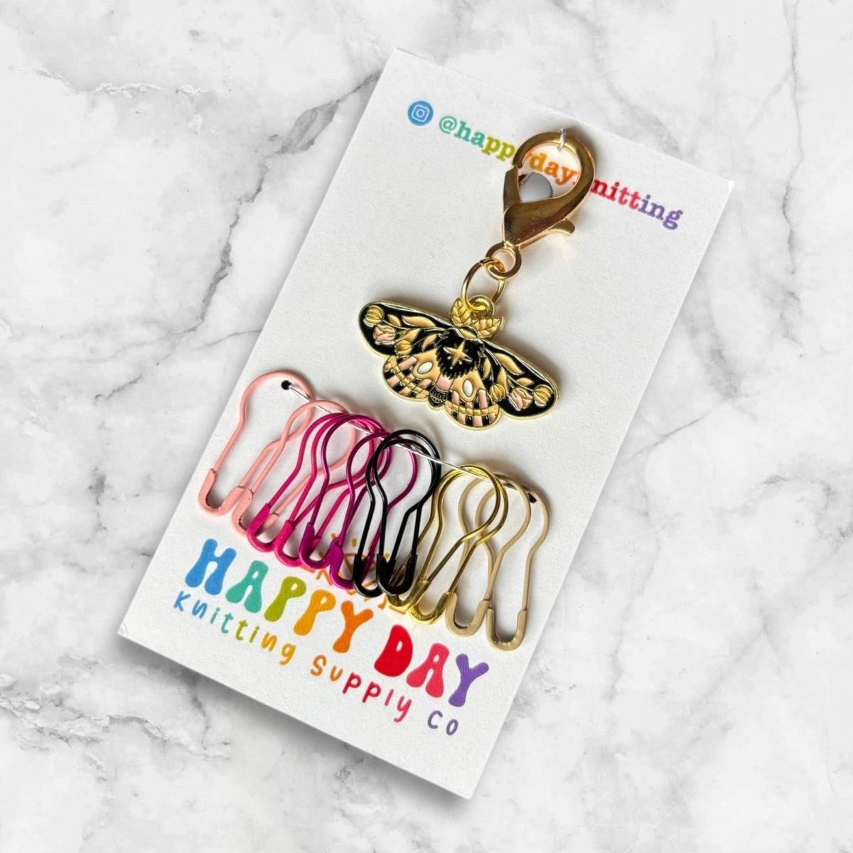 moth stitch marker set by happy day at Wabi Sabi