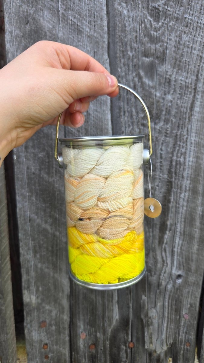Mountain Avens (NW Territories) provincial flowers paint cans by Koigu Wool Designs at Wabi Sabi