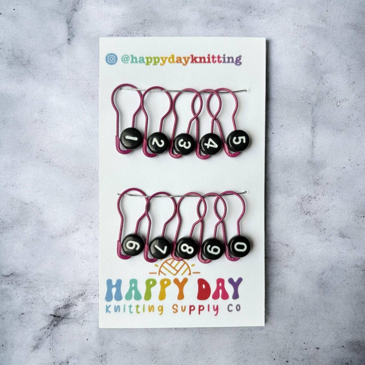 Number Markers - Numbered Locking Bulb Pin Stitch Markers by happy day at Wabi Sabi