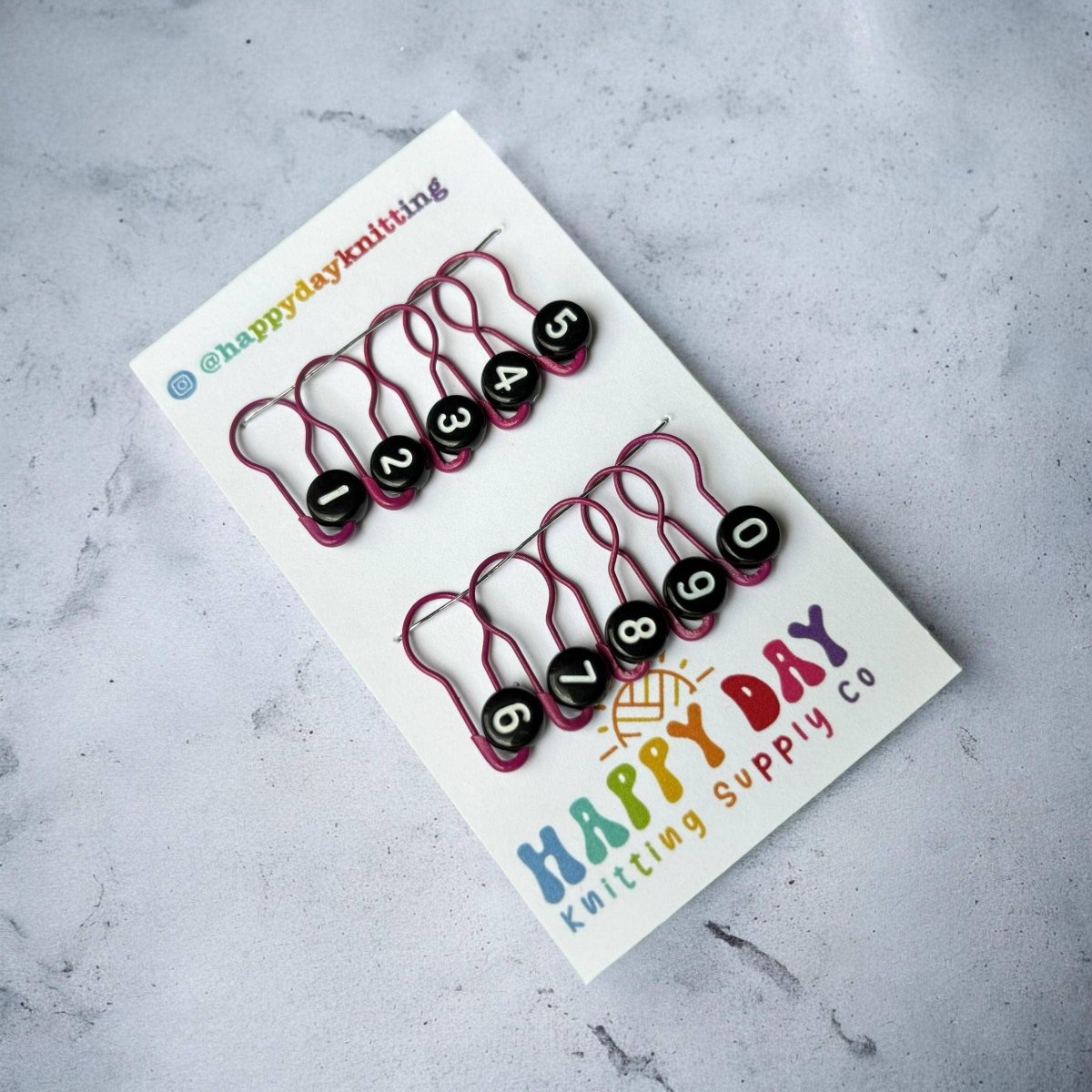 Number Markers - Numbered Locking Bulb Pin Stitch Markers by happy day at Wabi Sabi