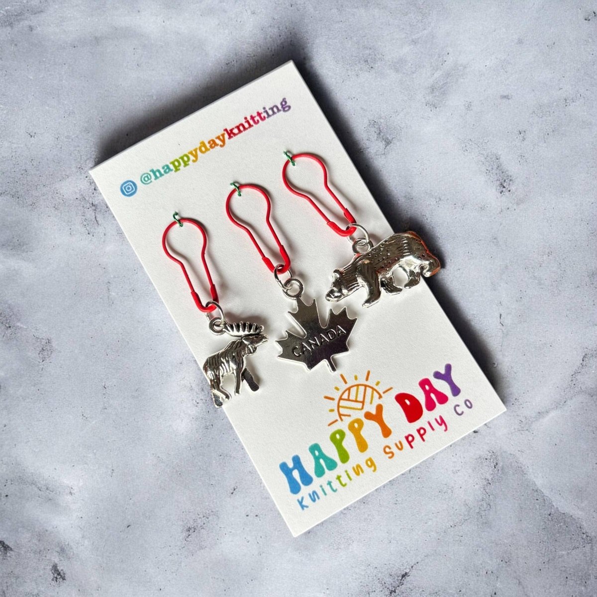 oh canada! stitch marker set by happy day at Wabi Sabi