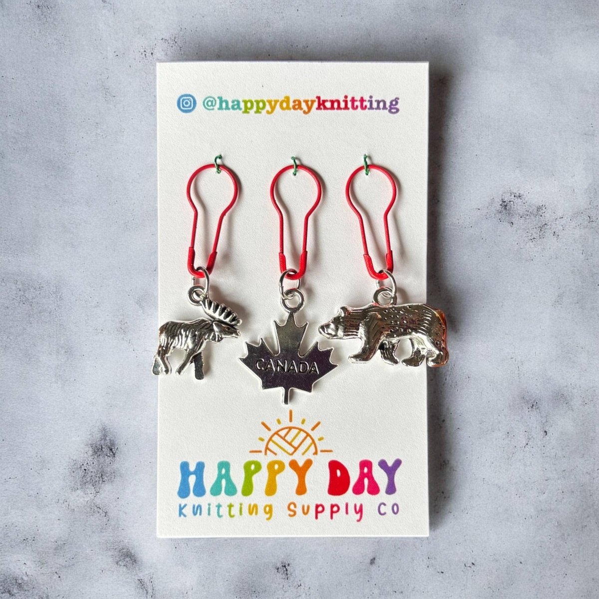 oh canada! stitch marker set by happy day at Wabi Sabi