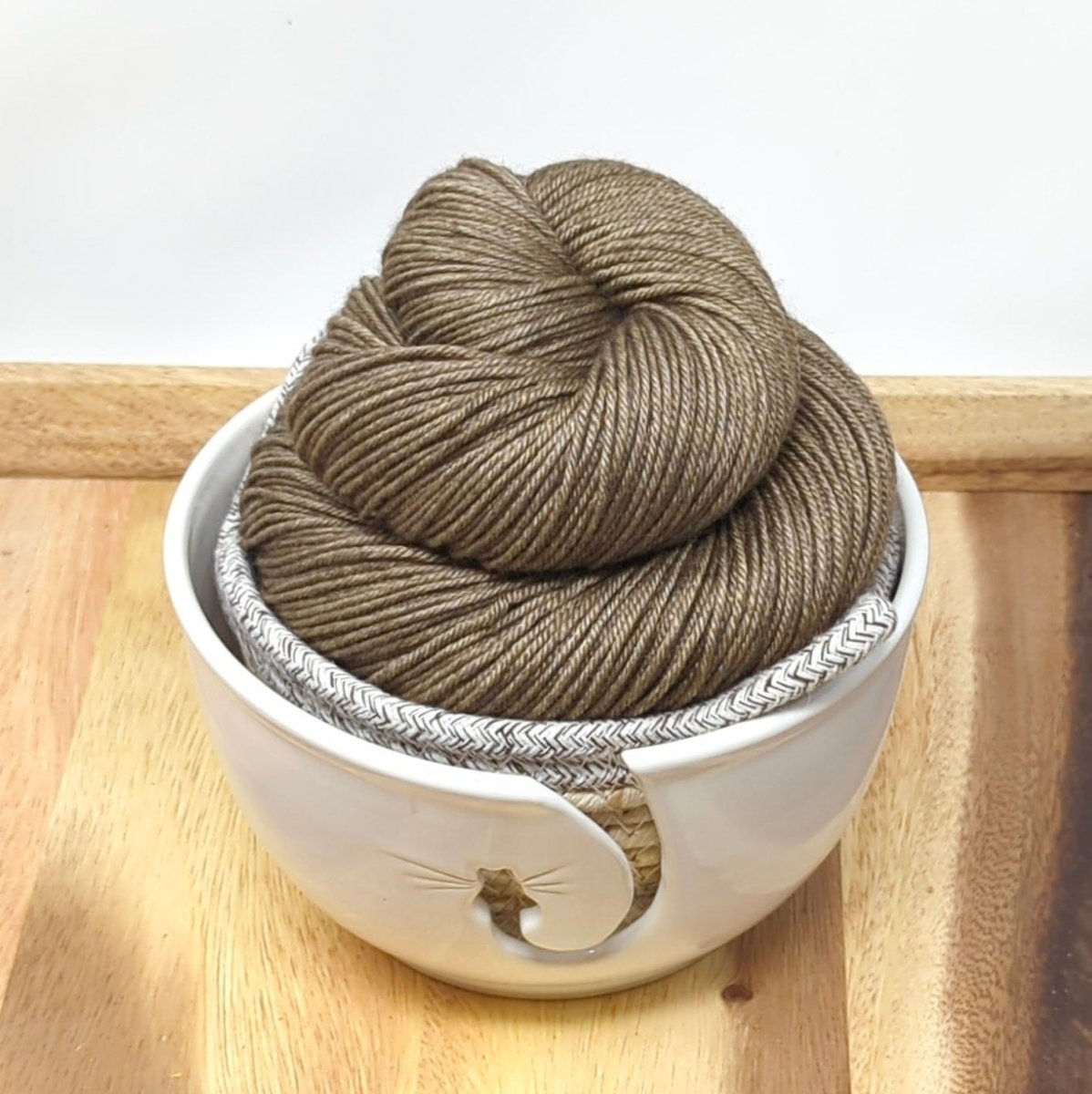 olive brown silk yak fingering by alley cat yarns at Wabi Sabi