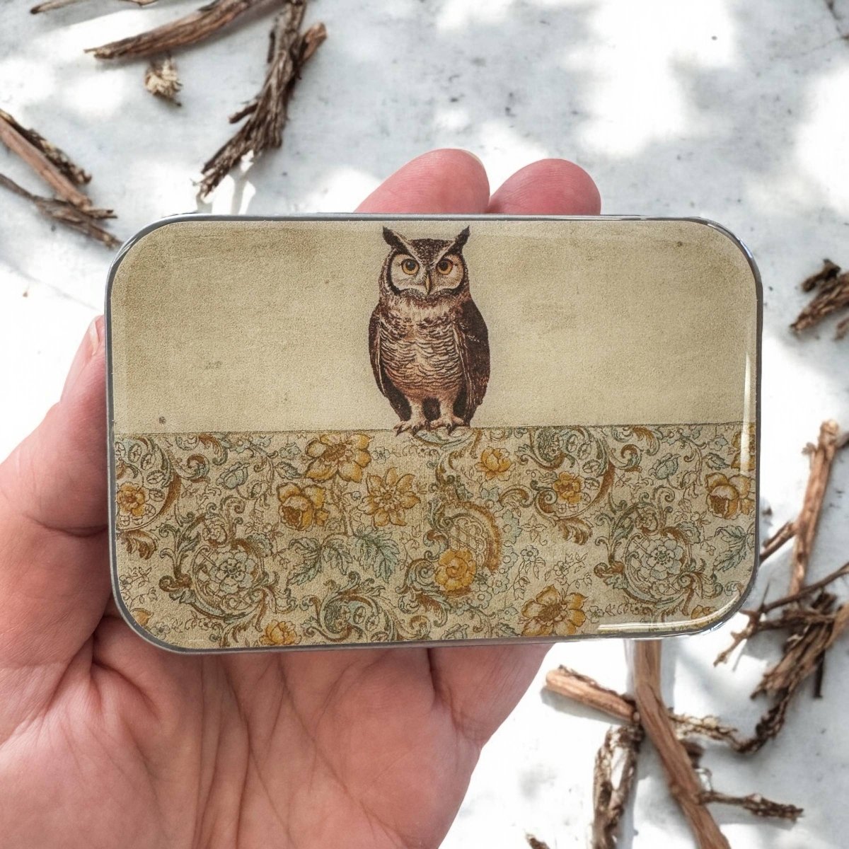 Owl Notions Tin by Firefly Notes at Wabi Sabi