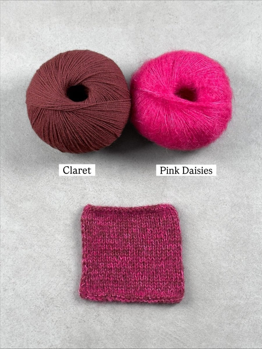 pink daisies claret by knitting for olive at Wabi Sabi
