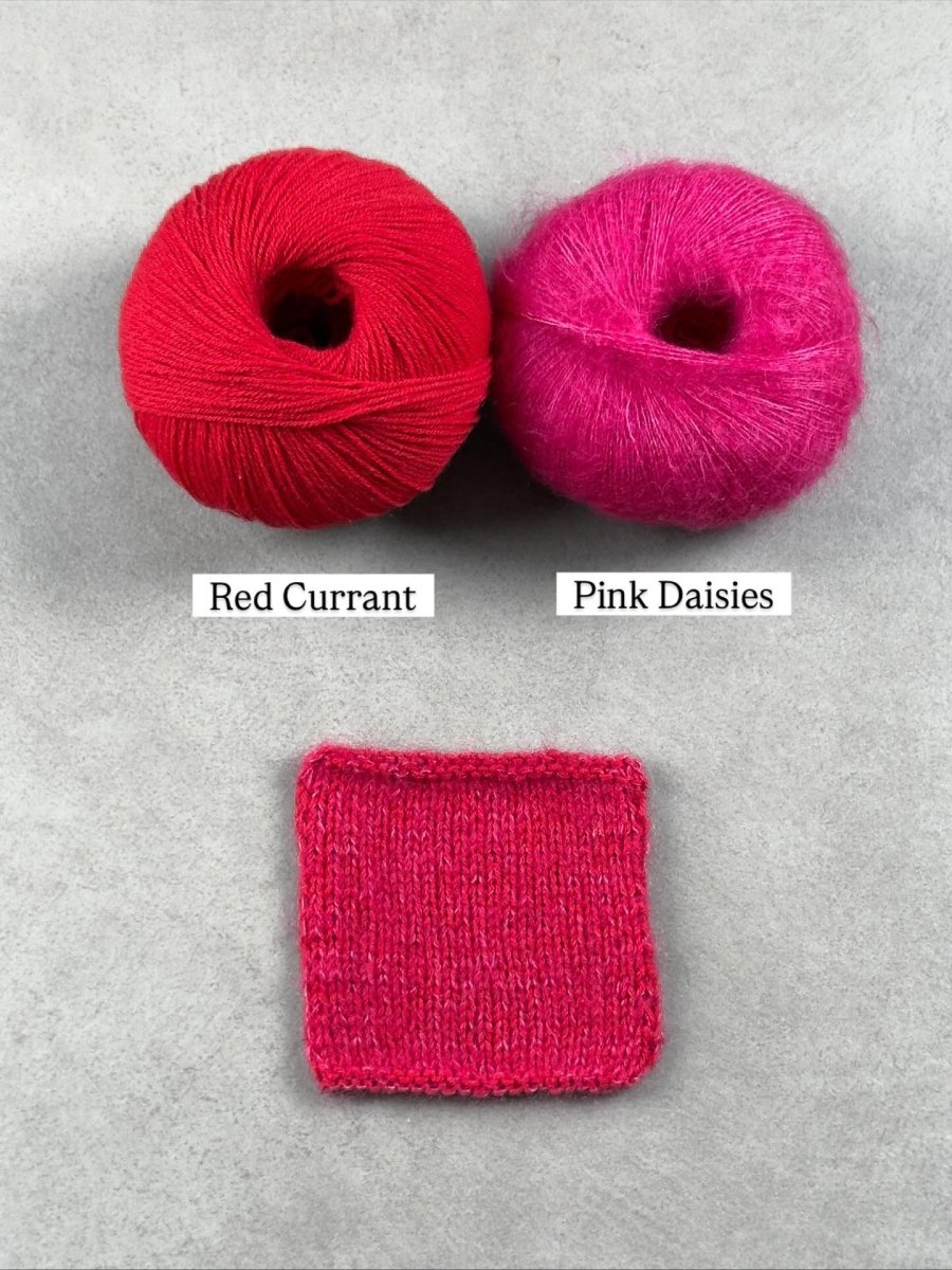 pink daisies red currant by knitting for olive at Wabi Sabi