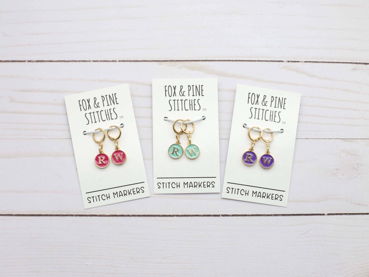 Pink Right/Wrong Side Stitch Markers by Fox & Pine Stitches at Wabi Sabi