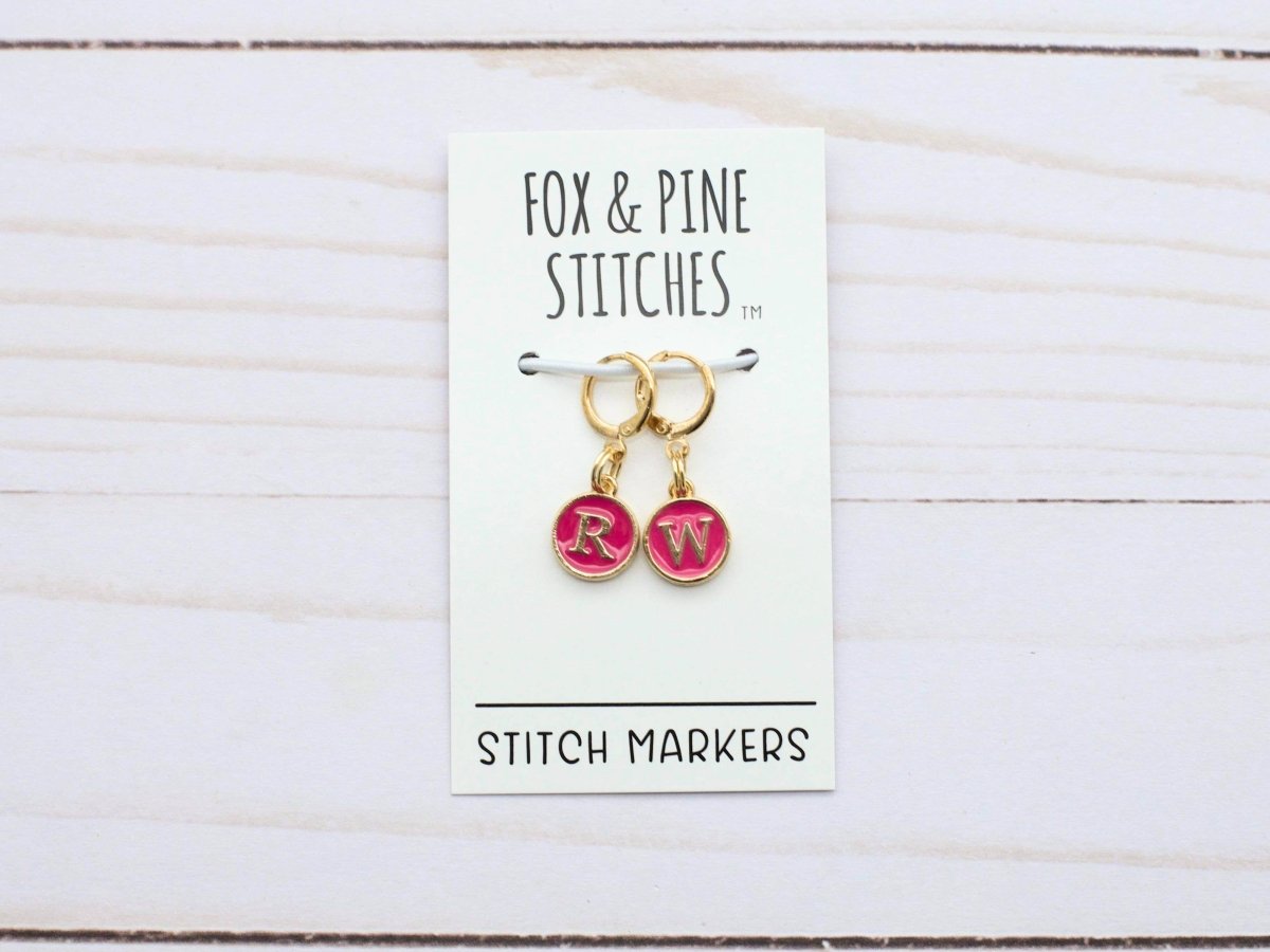 Pink Right/Wrong Side Stitch Markers by Fox & Pine Stitches at Wabi Sabi