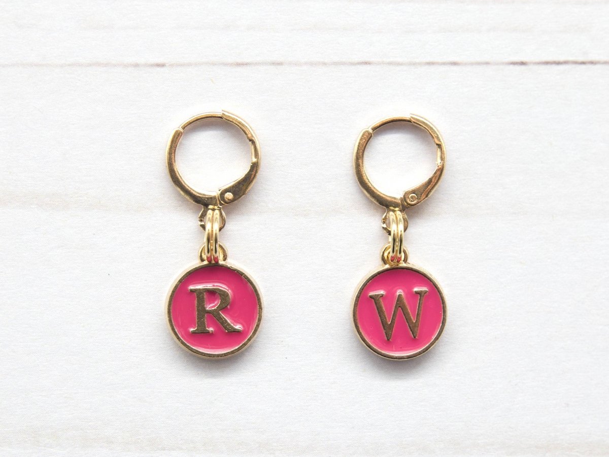Pink Right/Wrong Side Stitch Markers by Fox & Pine Stitches at Wabi Sabi