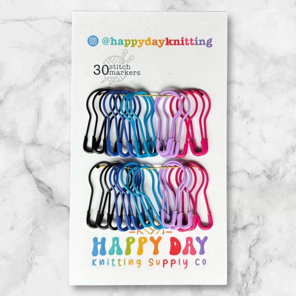 Play Day locking stitch marker sets (30 bulb pins) by happy day at Wabi Sabi