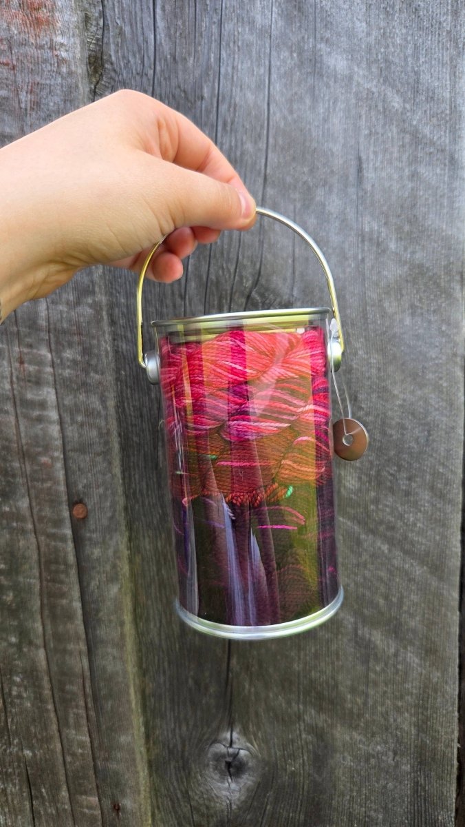 Purple Pitcher Plant (NFLD & Labrador) provincial flowers paint cans by Koigu Wool Designs at Wabi Sabi