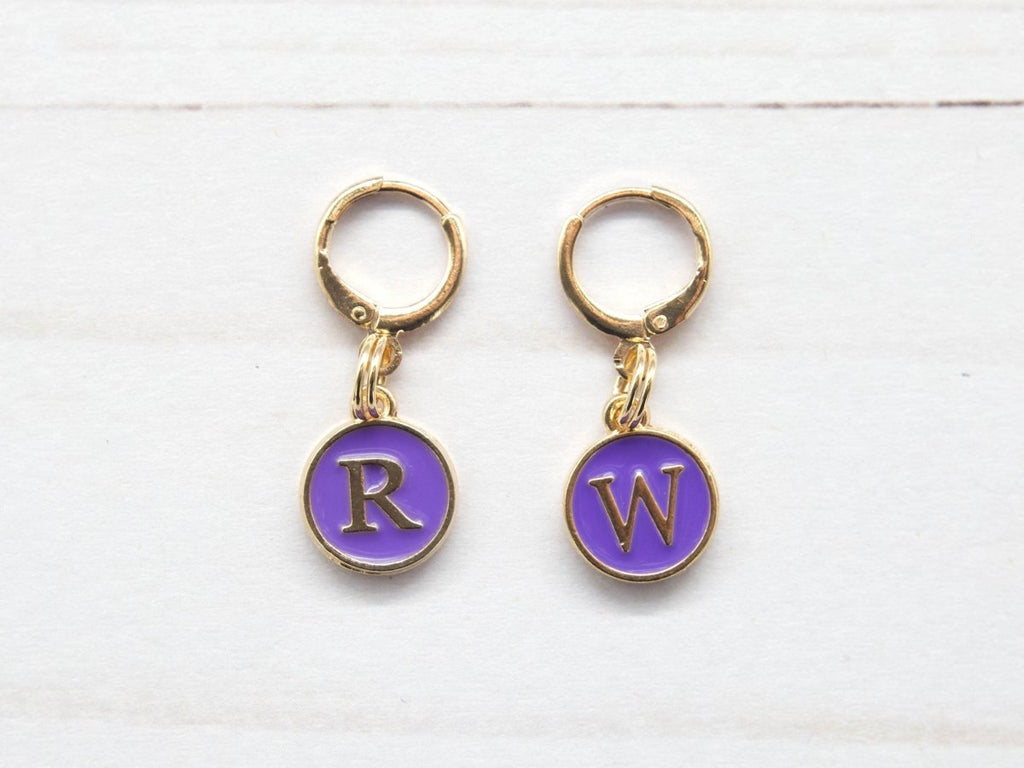 Purple Right/Wrong Side Stitch Markers by Fox & Pine Stitches at Wabi Sabi