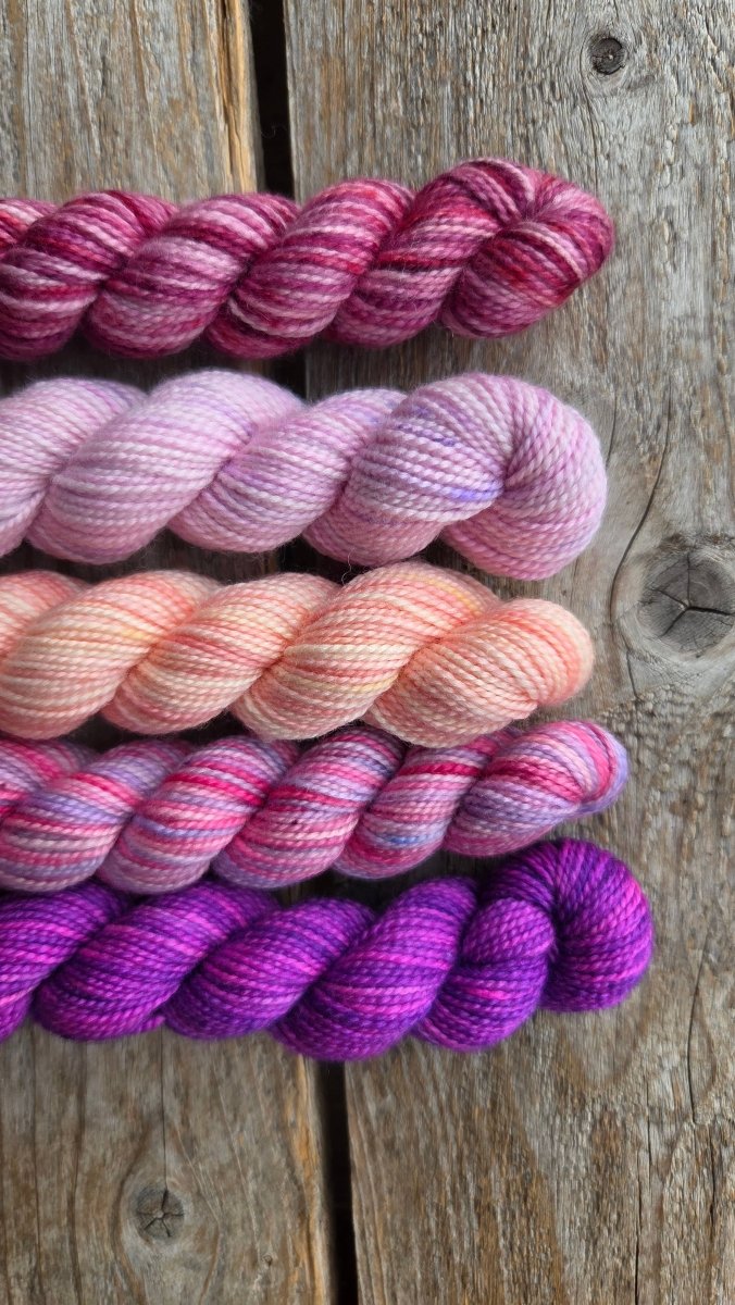 Purple Violet (New Brunswick) provincial flowers paint cans by Koigu Wool Designs at Wabi Sabi