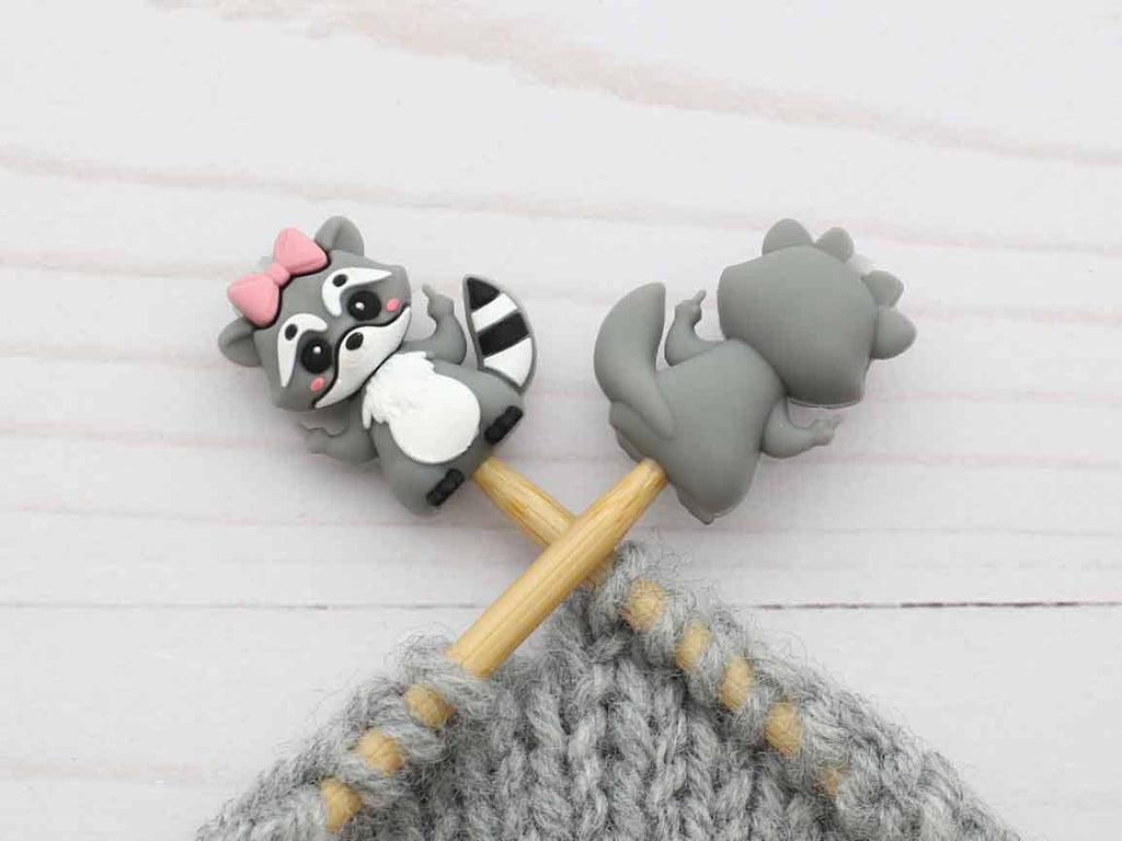 Raccoon With Bow | Stitch Stoppers by Fox & Pine Stitches at Wabi Sabi