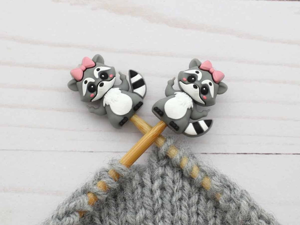 Raccoon With Bow | Stitch Stoppers by Fox & Pine Stitches at Wabi Sabi