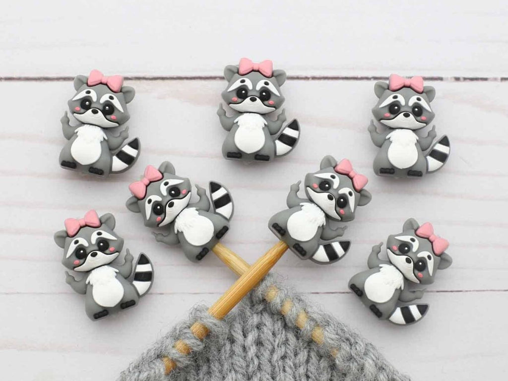 Raccoon With Bow | Stitch Stoppers by Fox & Pine Stitches at Wabi Sabi