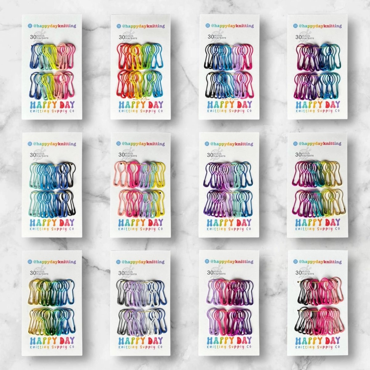 Rainy Day locking stitch marker sets (30 bulb pins) by happy day at Wabi Sabi