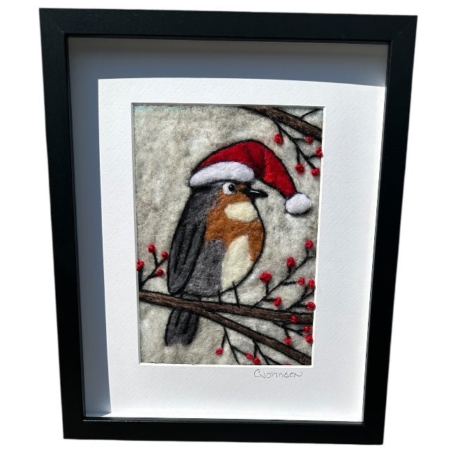 santa needlefelt painting by blue barn stitchery at Wabi Sabi