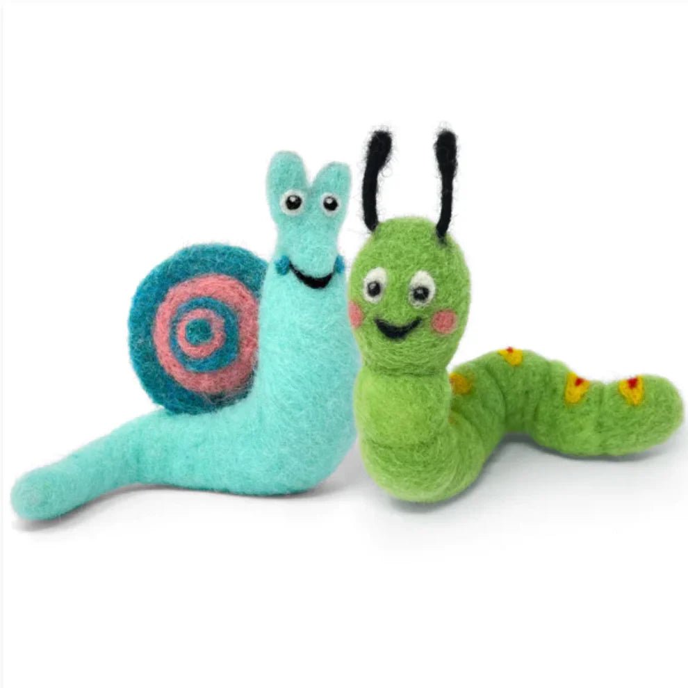 'snail & caterpillar(medium) ' felting kits by the crafty kit co | Wabi Sabi