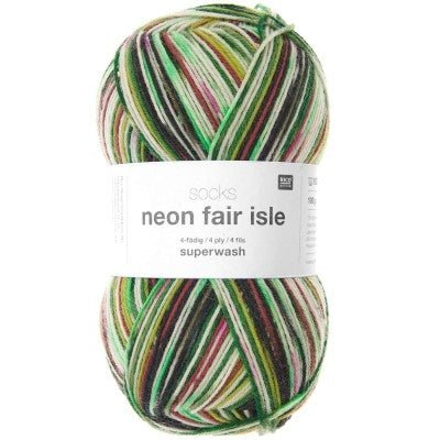 01 berries socks neon fair isle 4 ply by Rico | Wabi Sabi