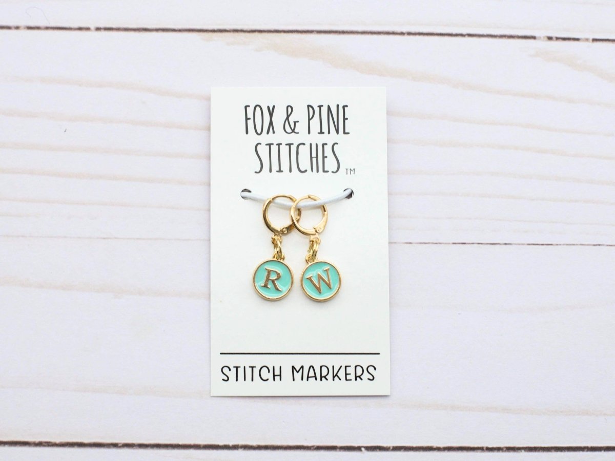 Teal Right/Wrong Side Stitch Markers by Fox & Pine Stitches at Wabi Sabi