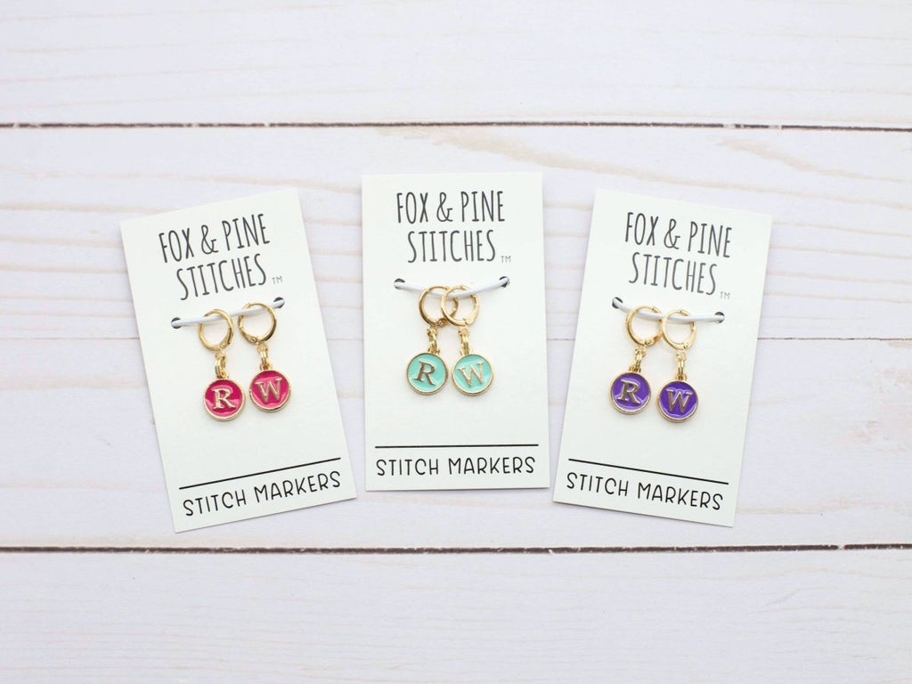 Teal Right/Wrong Side Stitch Markers by Fox & Pine Stitches at Wabi Sabi