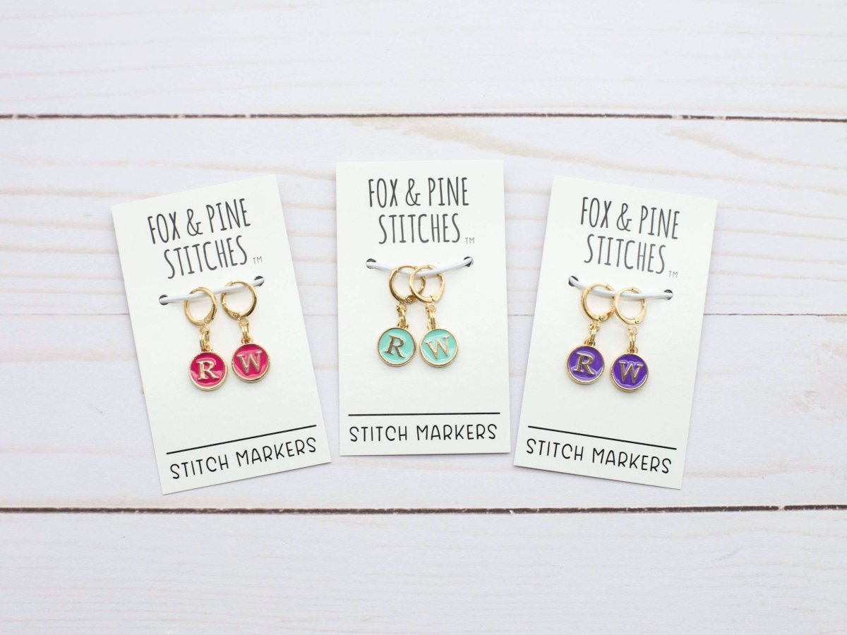 Teal Right/Wrong Side Stitch Markers by Fox & Pine Stitches at Wabi Sabi