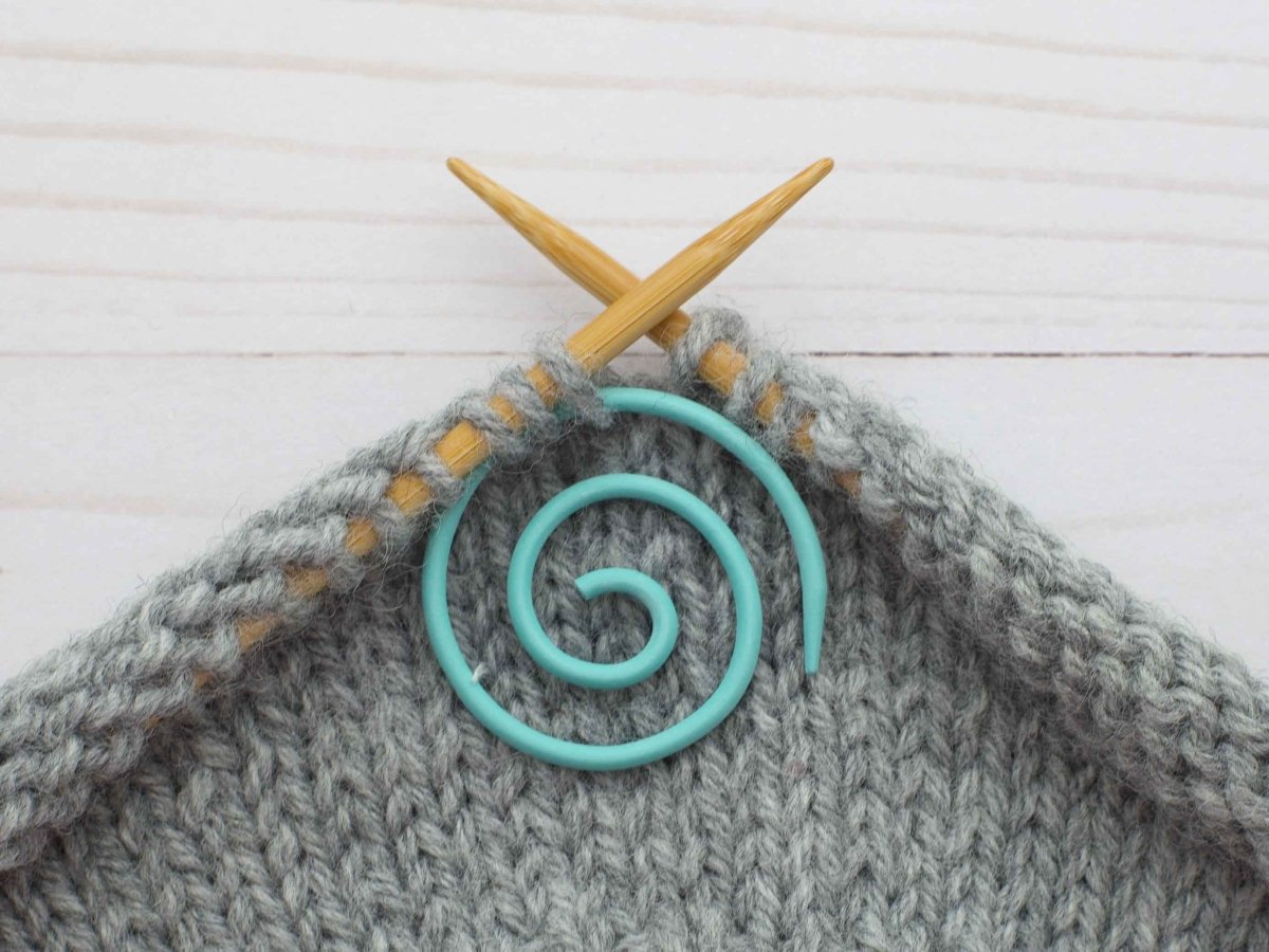 teal spiral cable needle by Fox & Pine Stitches at Wabi Sabi