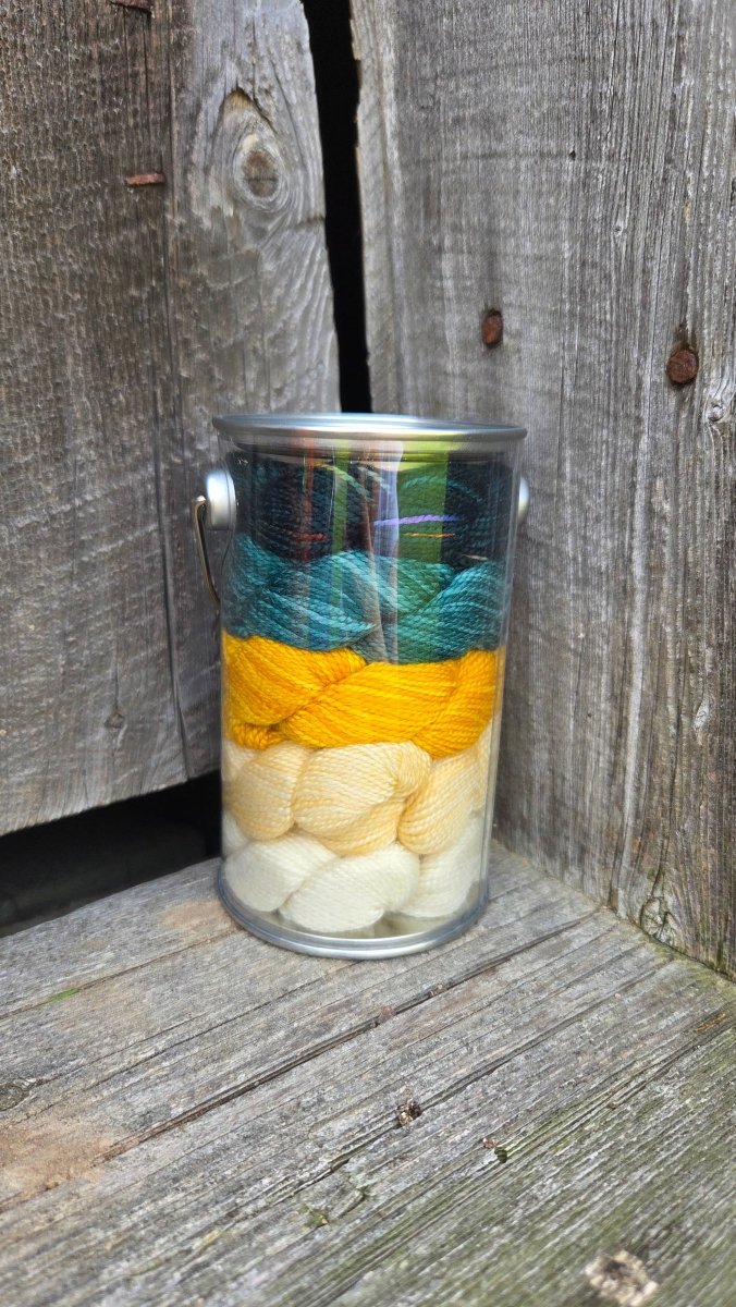 White Trillium (Ontario) provincial flowers paint cans by Koigu Wool Designs at Wabi Sabi