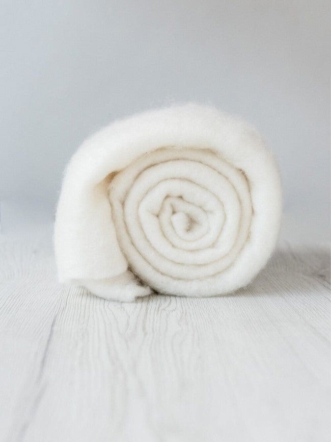 80% wool, 20% silk prefelt - natural white at Wabi Sabi