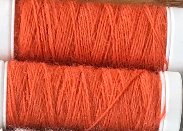 0159 Red Skittles (orange) mending / reinforcing yarn by lang at Wabi Sabi