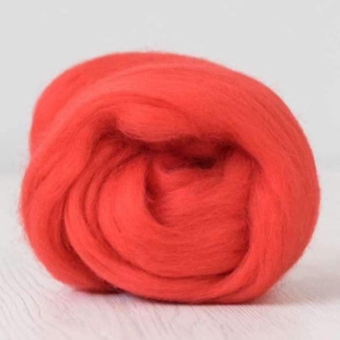 red lacquer merino roving: solid colours by gram by dyeing house gallery at Wabi Sabi