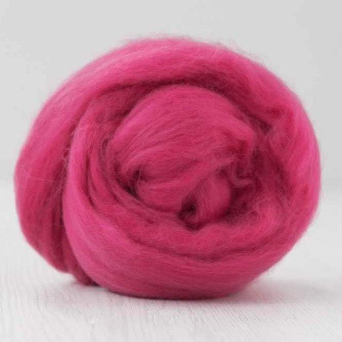 raspberry merino roving: solid colours by gram by dyeing house gallery at Wabi Sabi