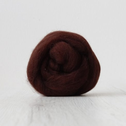 chocolate corriedale roving by gram by ashford / dyeing house gallery at Wabi Sabi