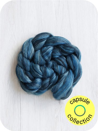 blue morpho butterfly merino roving: multicolours by gram by dyeing house gallery at Wabi Sabi