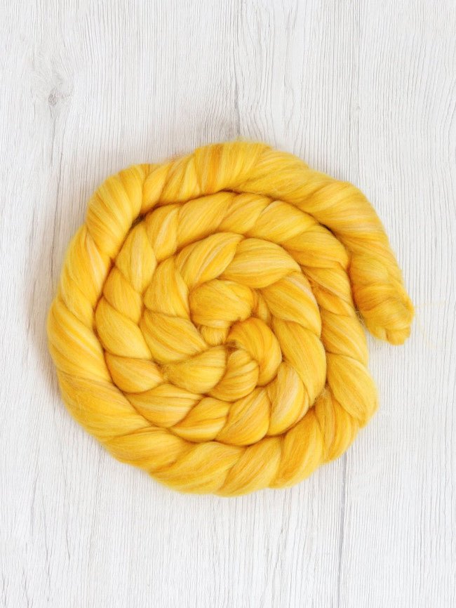 corn merino silk roving by gram by dyeing house gallery at Wabi Sabi