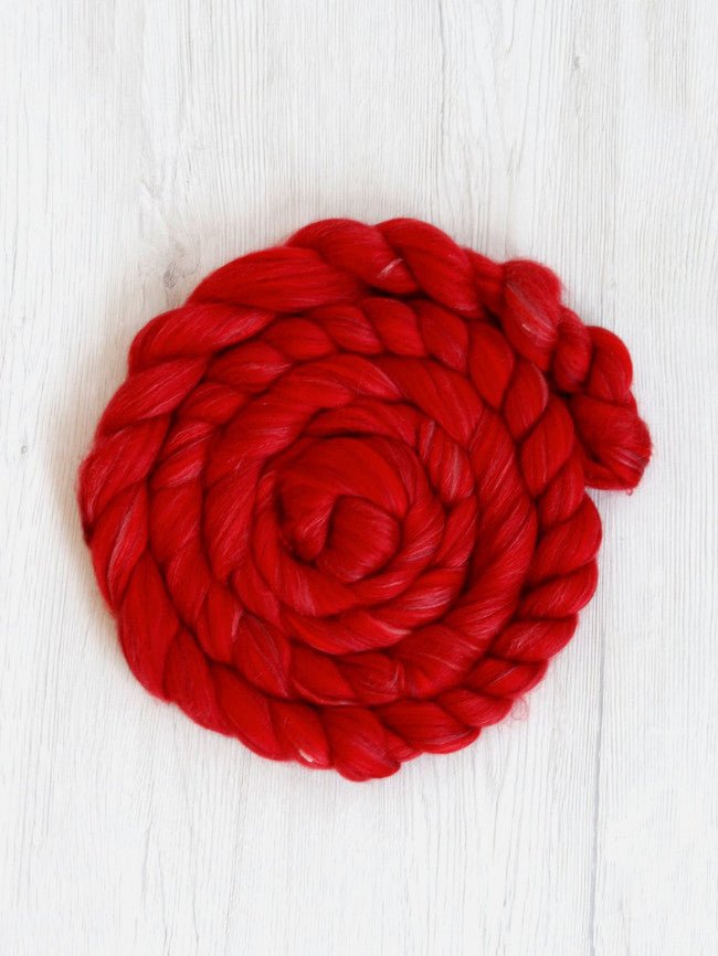 flamenco merino silk roving by gram by dyeing house gallery at Wabi Sabi